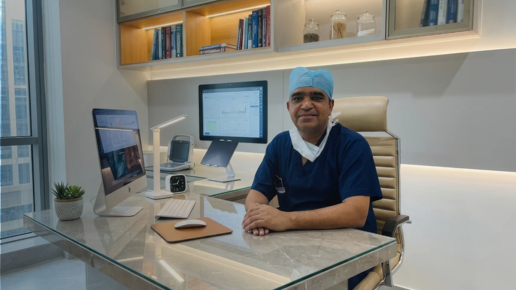 Dr Rakesh Mittal sitting in his office in Faridabad.